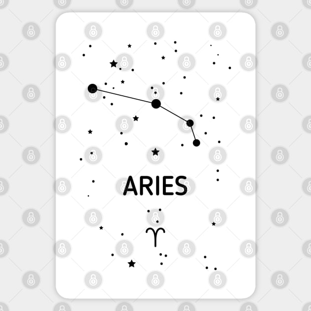 Aries Zodiac Sign Constellation (Black Print) Sticker by The Cosmic Pharmacist